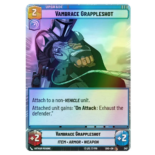 Vambrace Grappleshot 347 card from the Star Wars Unlimited set Shadows of the Galaxy