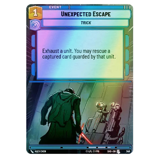 Unexpected Escape 349 card from the Star Wars Unlimited set Shadows of the Galaxy