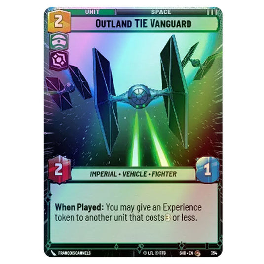 Outland TIE Vanguard 354 card from the Star Wars Unlimited set Shadows of the Galaxy