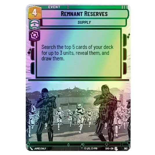 Remnant Reserves 362 card from the Star Wars Unlimited set Shadows of the Galaxy