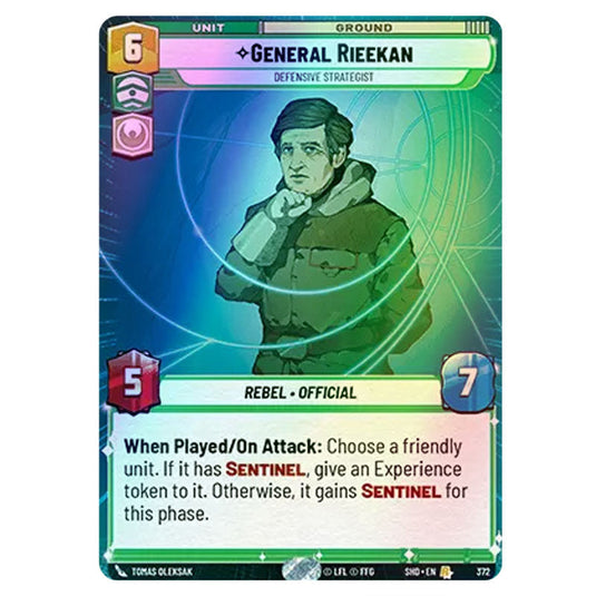 General Rieekan 372 card from the Star Wars Unlimited set Shadows of the Galaxy