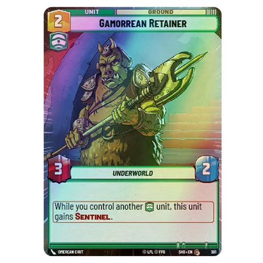 Gamorrean Retainer 381 card from the Star Wars Unlimited set Shadows of the Galaxy