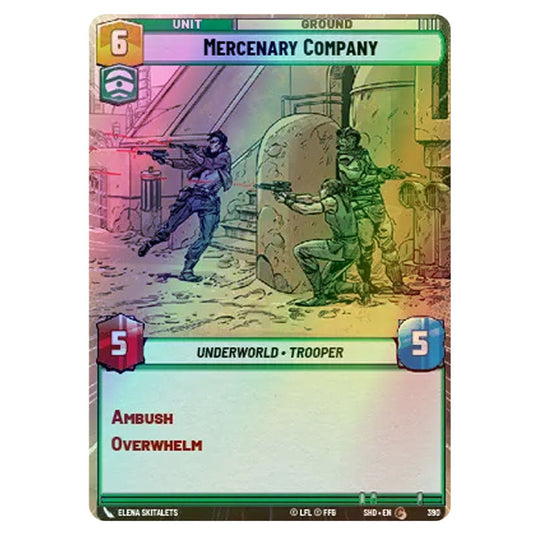 Mercenary Company 390 card from the Star Wars Unlimited set Shadows of the Galaxy