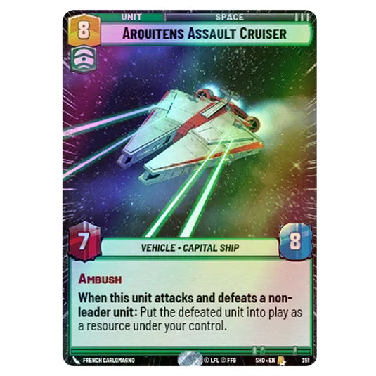 Arquitens Assault Cruiser 391 card from the Star Wars Unlimited set Shadows of the Galaxy