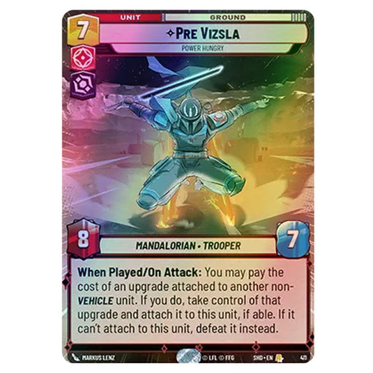 Pre Vizsla 411 card from the Star Wars Unlimited set Shadows of the Galaxy