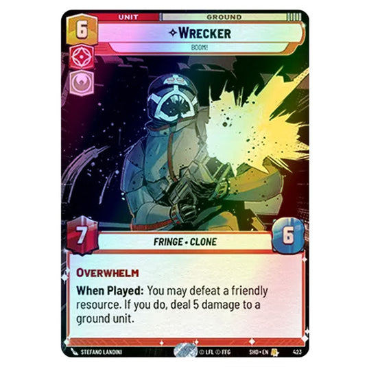 Wrecker 423 card from the Star Wars Unlimited set Shadows of the Galaxy