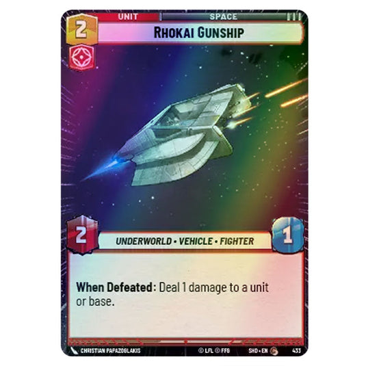 Rhokai Gunship 433 card from the Star Wars Unlimited set Shadows of the Galaxy