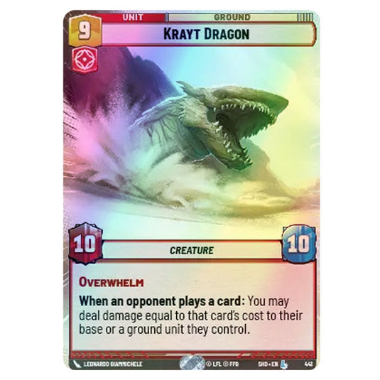 Krayt Dragon 441 card from the Star Wars Unlimited set Shadows of the Galaxy