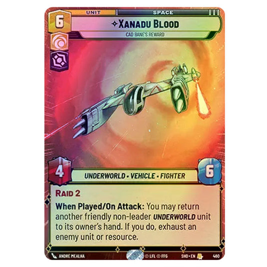 Xanadu Blood 460 card from the Star Wars Unlimited set Shadows of the Galaxy