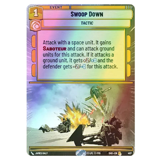 Swoop Down 497 card from the Star Wars Unlimited set Shadows of the Galaxy