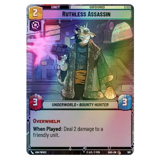 Ruthless Assassin 501 card from the Star Wars Unlimited set Shadows of the Galaxy