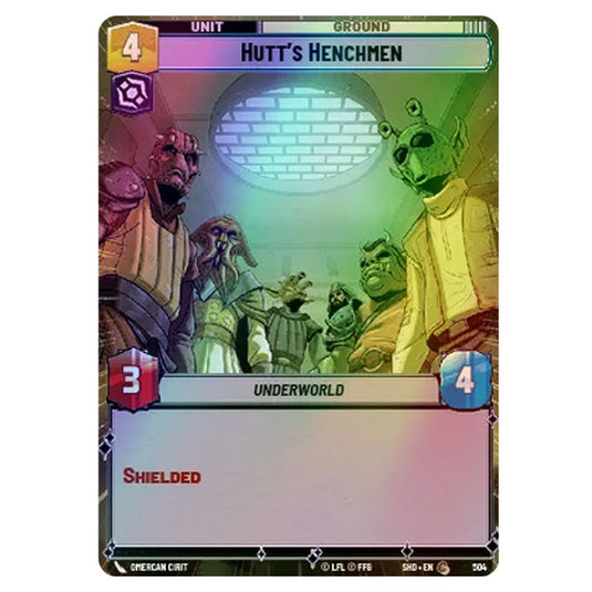 Hutt’s Henchmen 504 card from the Star Wars Unlimited set Shadows of the Galaxy