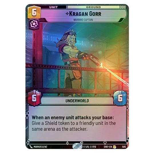 Kragan Gorr 505 card from the Star Wars Unlimited set Shadows of the Galaxy