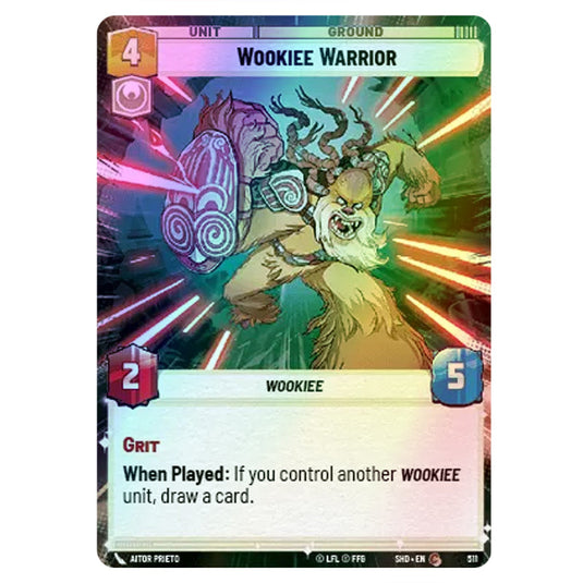 Wookiee Warrior 511 card from the Star Wars Unlimited set Shadows of the Galaxy