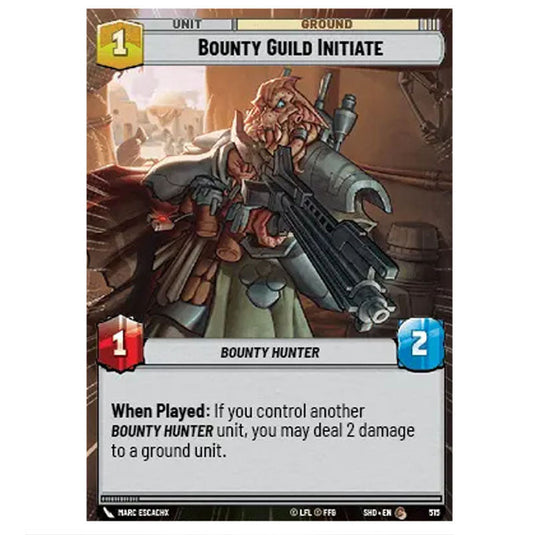 Bounty Guild Initiate 515 card from the Star Wars Unlimited set Shadows of the Galaxy