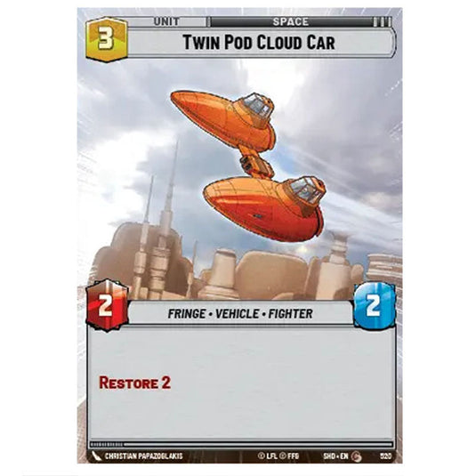 Twin Pod Cloud Car 520 card from the Star Wars Unlimited set Shadows of the Galaxy