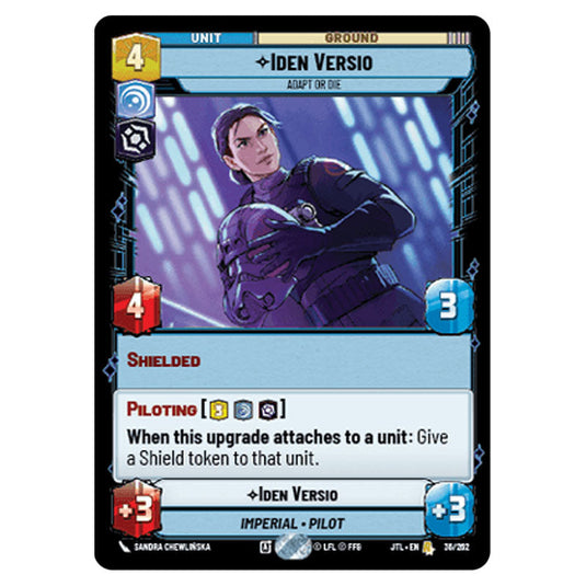 Iden Versio Adapt or Die Rare card from the Star Wars Unlimited set Jump to Lightspeed