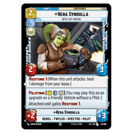 Hera Syndulla We've Lost Enough Uncommon card from the Star Wars Unlimited set Jump to Lightspeed