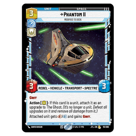 Phantom II Modified to Dock Rare card from the Star Wars Unlimited set Jump to Lightspeed