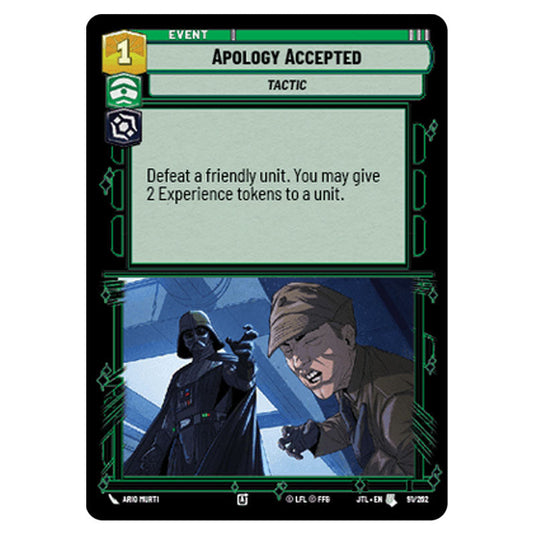 Apology Accepted Uncommon card from the Star Wars Unlimited set Jump to Lightspeed