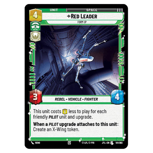 Red Leader Form Up Uncommon card from the Star Wars Unlimited set Jump to Lightspeed