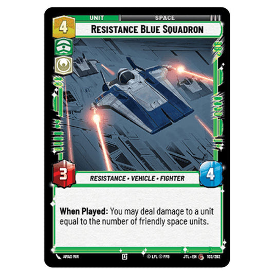 Resistance Blue Squadron Common card from the Star Wars Unlimited set Jump to Lightspeed