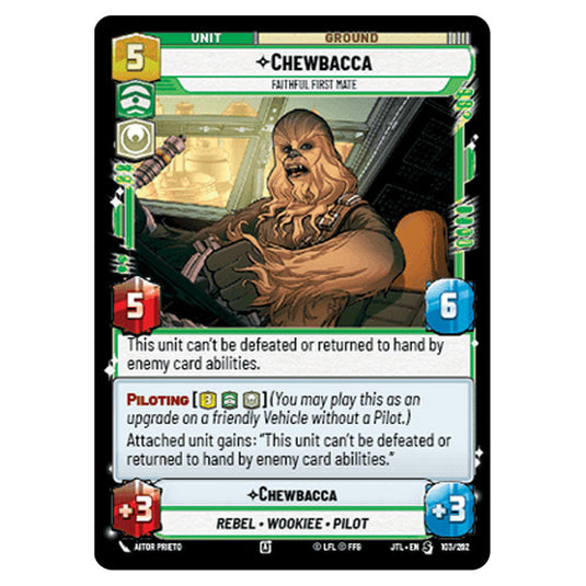 Chewbacca Faithful First Mate Special card from the Star Wars Unlimited set Jump to Lightspeed