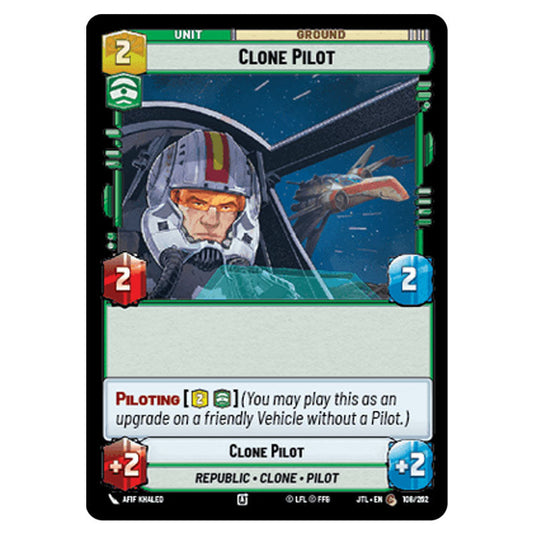 Clone Pilot Common card from the Star Wars Unlimited set Jump to Lightspeed