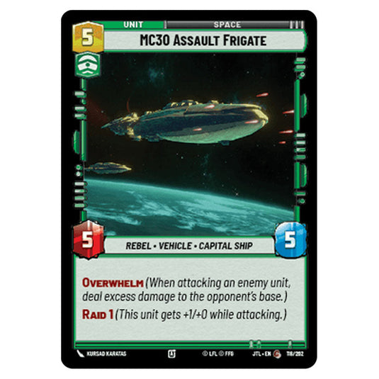 MC30 Assault Frigate Common card from the Star Wars Unlimited set Jump to Lightspeed