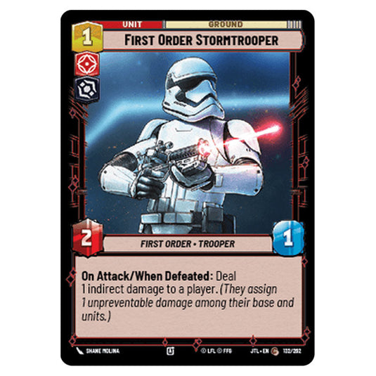 First Order Stormtrooper Common card from the Star Wars Unlimited set Jump to Lightspeed