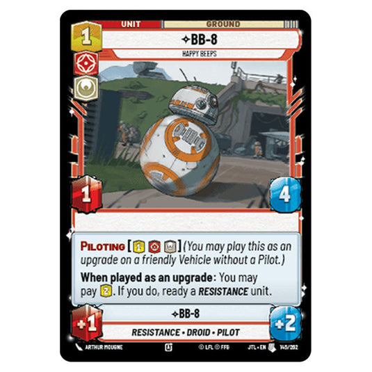 BB-8 Happy Beeps Uncommon card from the Star Wars Unlimited set Jump to Lightspeed
