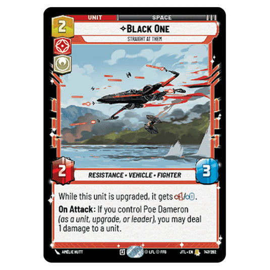 Black One Straight At Them Rare card from the Star Wars Unlimited set Jump to Lightspeed