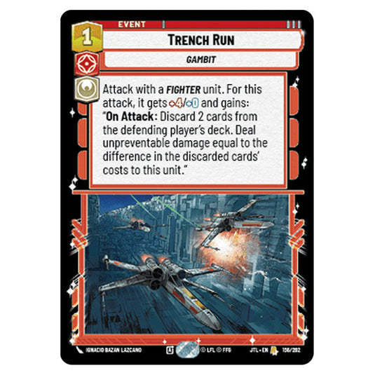 Trench Run Rare card from the Star Wars Unlimited set Jump to Lightspeed