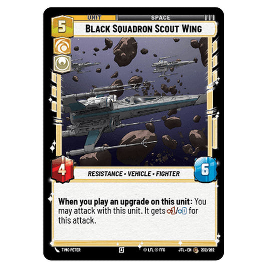Black Squadron Scout Wing Common card from the Star Wars Unlimited set Jump to Lightspeed