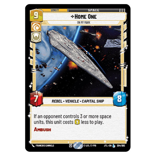Home One On My Mark Legendary card from the Star Wars Unlimited set Jump to Lightspeed