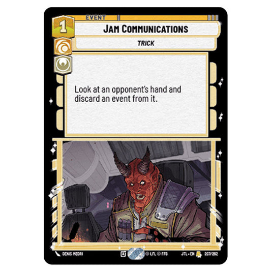 Jam Communications Rare card from the Star Wars Unlimited set Jump to Lightspeed