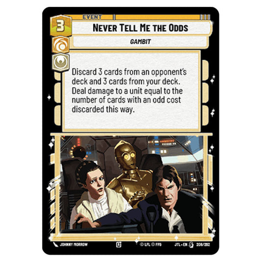 Never Tell Me the Odds Special card from the Star Wars Unlimited set Jump to Lightspeed