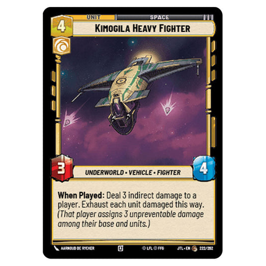Kimogila Heavy Fighter Common card from the Star Wars Unlimited set Jump to Lightspeed