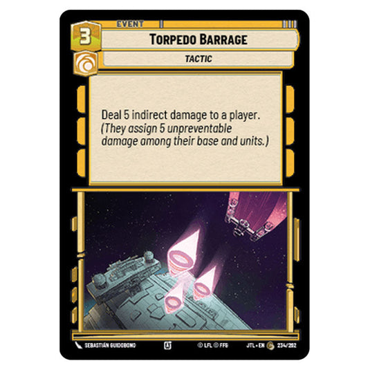 Torpedo Barrage Common card from the Star Wars Unlimited set Jump to Lightspeed