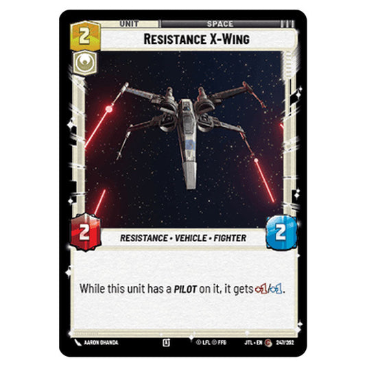 Resistance X-Wing Common card from the Star Wars Unlimited set Jump to Lightspeed