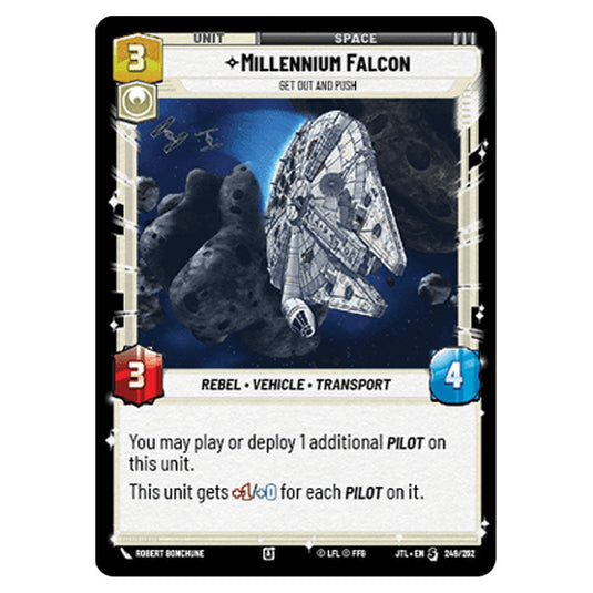 Millennium Falcon Get Out And Push Special card from the Star Wars Unlimited set Jump to Lightspeed