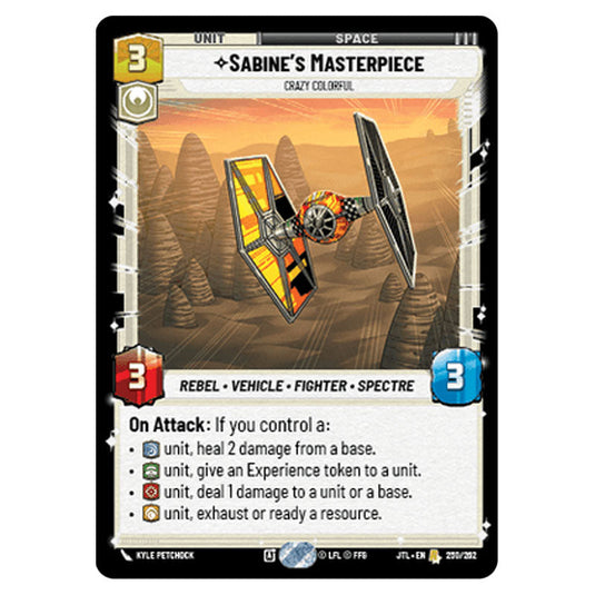 Sabine's Masterpiece Crazy Colorful Rare card from the Star Wars Unlimited set Jump to Lightspeed