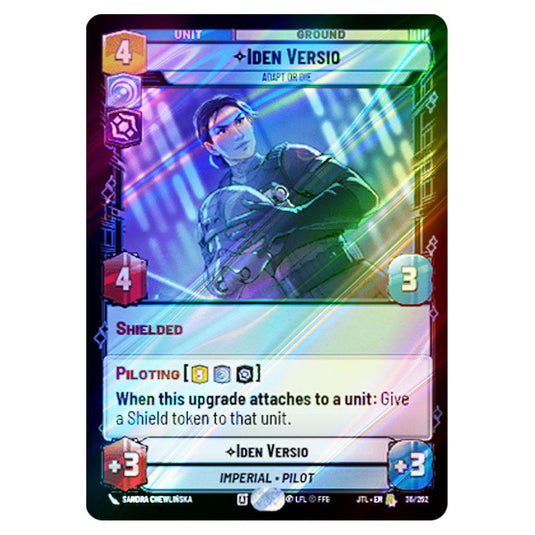 Iden Versio Adapt or Die Rare card from the Star Wars Unlimited set Jump to Lightspeed