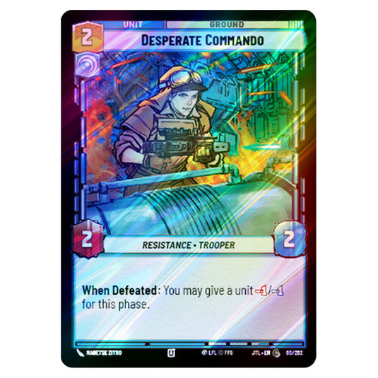 Desperate Commando Common card from the Star Wars Unlimited set Jump to Lightspeed
