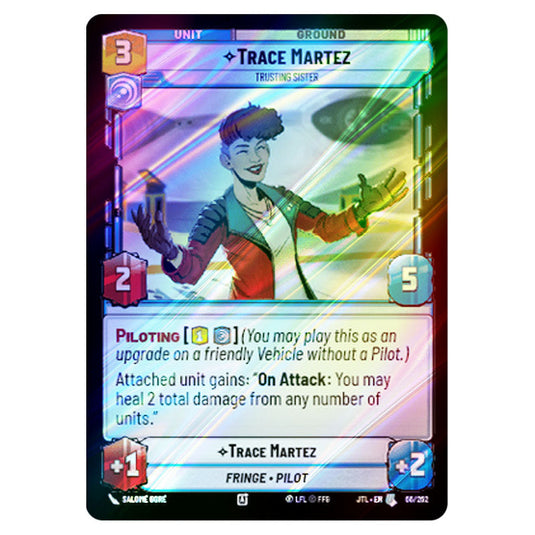 Trace Martez Trusting Sister Uncommon card from the Star Wars Unlimited set Jump to Lightspeed