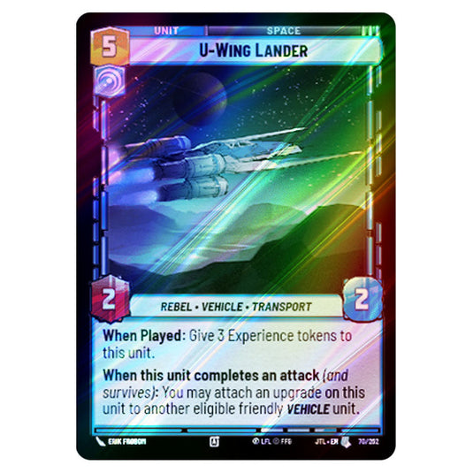 U-Wing Lander Uncommon card from the Star Wars Unlimited set Jump to Lightspeed