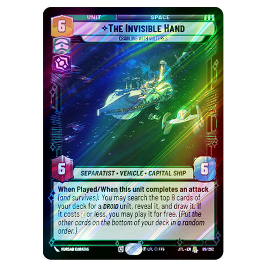 The Invisible Hand Crawling With Vultures Rare card from the Star Wars Unlimited set Jump to Lightspeed