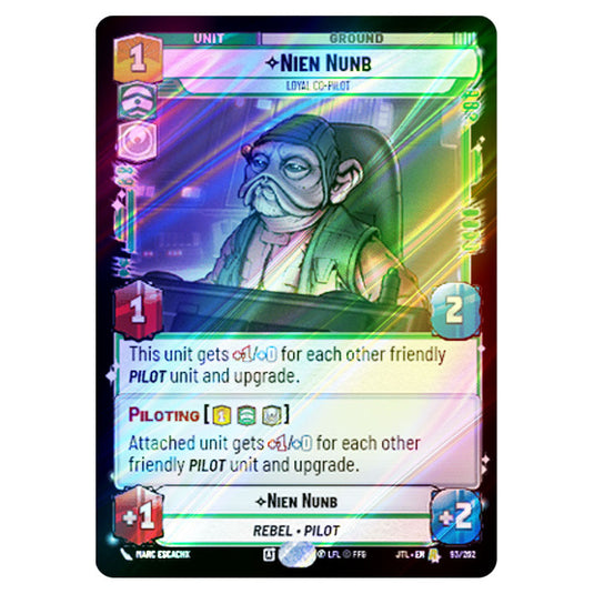 Nien Nunb Loyal Co-Pilot Rare card from the Star Wars Unlimited set Jump to Lightspeed