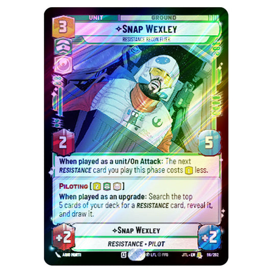 Snap Wexley Resistance Recon Flier Rare card from the Star Wars Unlimited set Jump to Lightspeed