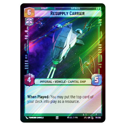 Resupply Carrier Common card from the Star Wars Unlimited set Jump to Lightspeed